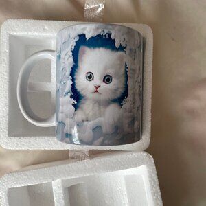 Kitten Hole In A Wall 3D Printed 15oz Ceramic Coffee Mug